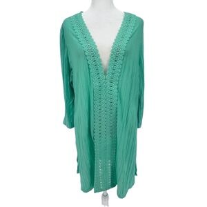 Catalina Swim Cover-Up Dress Womens XL Teal Crinkle Coastal Beach Vacation